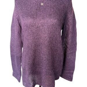 CHANEL Purple Mohair Women's Crew Neck Sweater